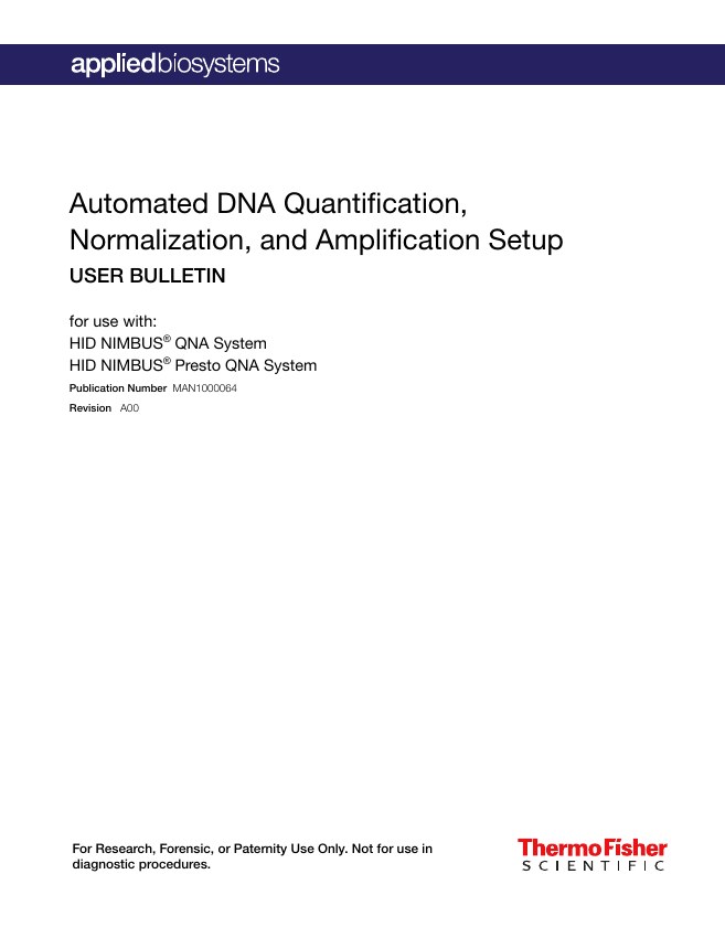Cover: HID NIMBUS: quantification, normalization & amplification setup