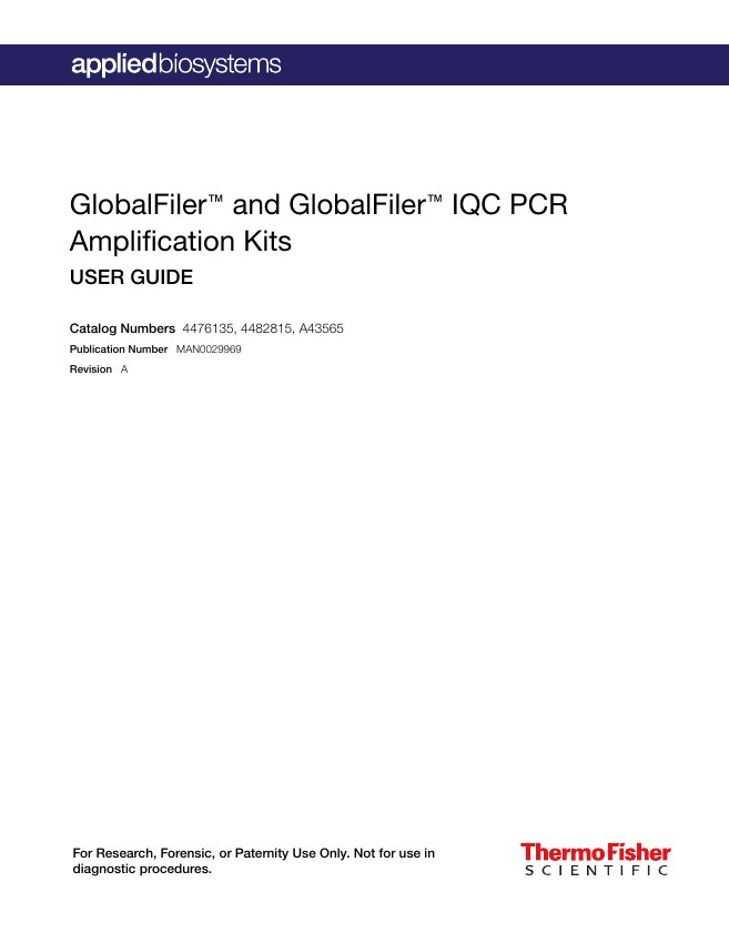 Cover: GlobalFiler and GlobalFiler IQC user guide